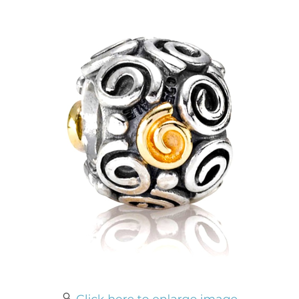 Pandora Rare Retired 925 14K Rare Retired Rosebud Abstract Swirl Bead Charm